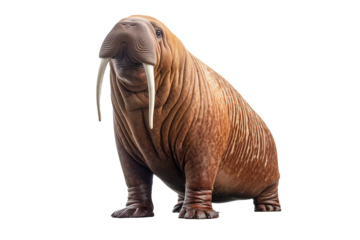 full bodied walrus isolated on a transparent background ,generative AI