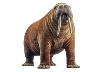 full bodied walrus isolated on a transparent background ,generative AI