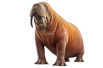 full bodied walrus isolated on a transparent background ,generative AI