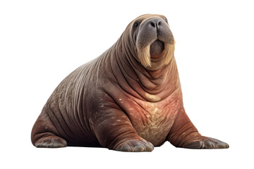 full bodied walrus isolated on a transparent background ,generative AI