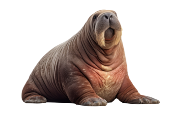 full bodied walrus isolated on a transparent background ,generative AI