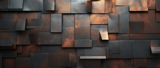 Copper Complexity : Metallic background combined with squares
