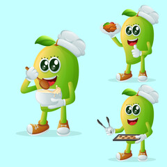 Cute manggo character in the kitchen