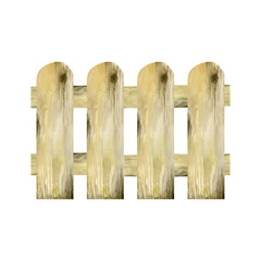 Watercolor wooden fence, country summer house decor. Hand drawn natural wood material. Ornament for greeting cards, house warming invitations, printables, website footers.
