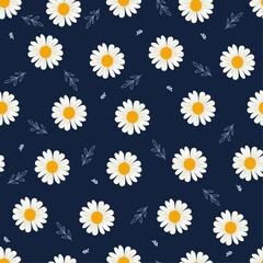Chamomile, Daisy Floral Pattern. Suitable for Accessories, Home D&eacute;cor, Stationary, Textile & Fabric, Wallpaper, Website or any other Printing Purposes. Vector Illustration.