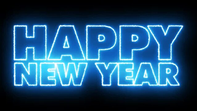Happy New Year laser blue Animation text effect 