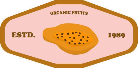 papaya fruit packaging sticker label vector illustration
