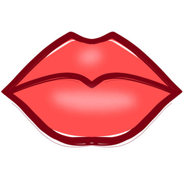 red lips isolated illustration, valentine element clipart 