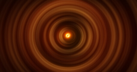 Abstract background of bright orange glowing energy magic radial circles of spiral tunnels made of lines