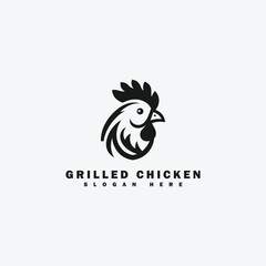 chicken logo design, with a simple style, suitable for grilled chicken shops