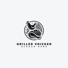 grilled chicken logo design, with a simple style, suitable for grilled chicken shops