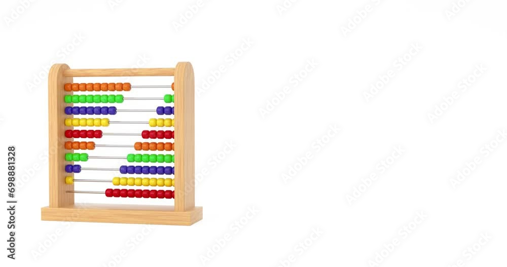 Poster 4k resolution video: colourful children toy brain development abacus seamless looped rotating on a w