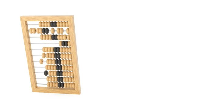 4k Resolution Video: Vintage Wooden Abacus Seamless Looped Rotating on a white background with Alpha Matte
