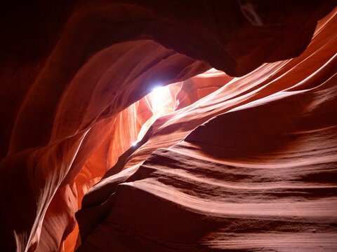 Upper Antelope Slot Canyon Formed from Eroded Navajo Sandstone in Arizona