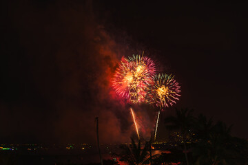 Fireworks in the city Celebrate on New Year's Day 2024