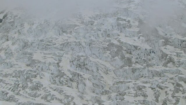 Dramatic Frozen Landscape of the Aletsch Glacier, Switzerland, Aerial