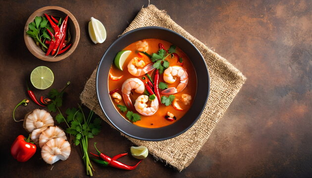 Thai Cuisine: Tom Yam Kung Soup with Seafood