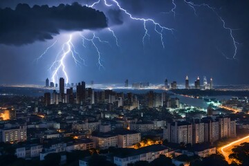 lightning over the city