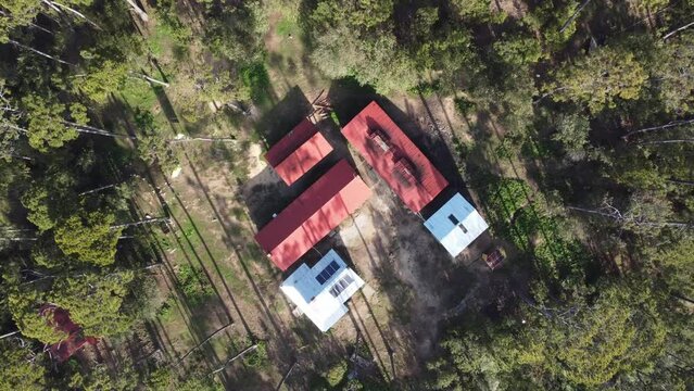 Birdseye view of La Compartici&oacute;n campsite in the central mountain range near Pico Duarte in the Dominican Republic