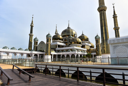 Crystal Mosque, Terengganu, Malaysia - A grand structure made of steel, glass and crystal. The mosque is located at Islamic Heritage Park on the island of Wan Man.