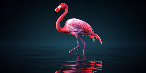 A flamingo with legs and legs standing up - obrazy, fototapety, plakaty