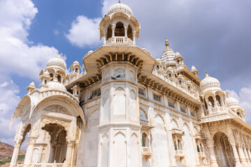 Fototapeta na wymiar Architecture view of Jaswant Thada Cenotaph made with white marble in jodhpur built in 1899.