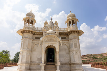 Fototapeta premium Architecture view of Jaswant Thada Cenotaph made with white marble in jodhpur built in 1899.