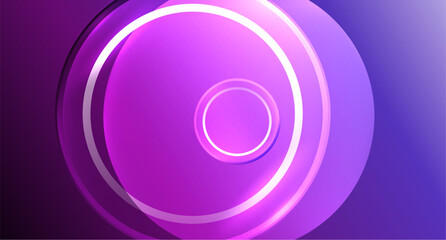 Neon glass circle copyspace for your text or product presentation geometric background. Vector illustration For Wallpaper, Banner, Background, Card, Book Illustration, landing page