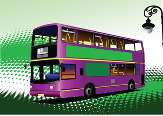 Purple city bus. Coach. Vector illustration
