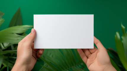 A white blank card holding a man, Poster, Empty, Board, Generative Ai