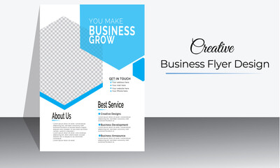 Corporate business flyer template with cayn geometric shapes.