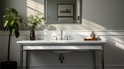 Bathroom vanity and sink and mirror above sink - stylish design and decor