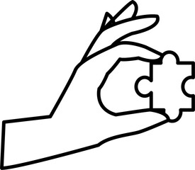 Hand Holding Puzzle Pieces Business Idea Drawing Doodle Vector Illustration