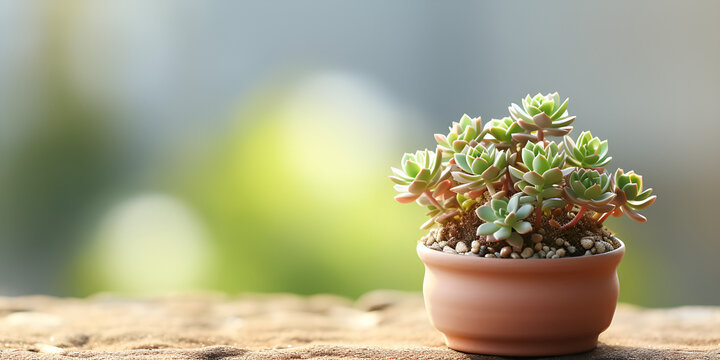 Potted succulent plant gasteria or small cactus with copy space, Copy Space Oasis: Small Cactus and Gasteria Harmony