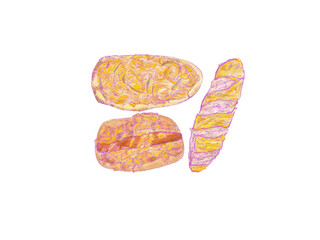 ソーセージパンとチーズフランスパンとピザパン