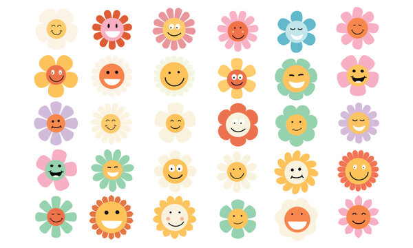flower face vector collection