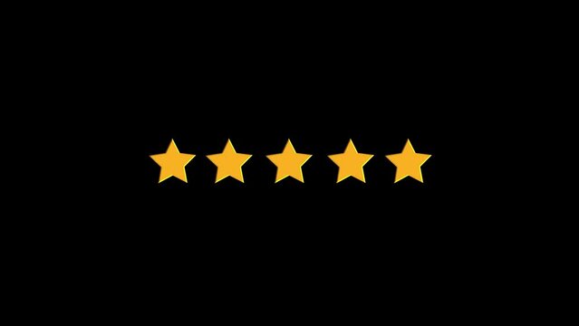 five Star Rating on Transparent Background. Animation. Product Quality, Feedback, Customer review. review service, customer satisfaction. 5 score. technology business. Usability Evaluation, Feedback.