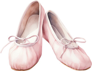 투명한 배경 위에 핑크 발레 신발, 토슈즈