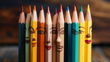 Captivating Color Pencil Faces: Expressive Artistic Imagination in Vibrant, Surreal Designs for...