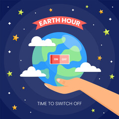 Earth Hour Day Celebration Background with Light Switch Concept