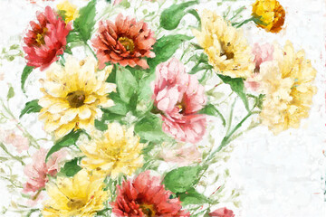 Fototapeta na wymiar Beautiful and elegant oil painting flowers