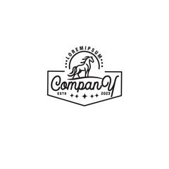 horse simple line art badge logo design vector template