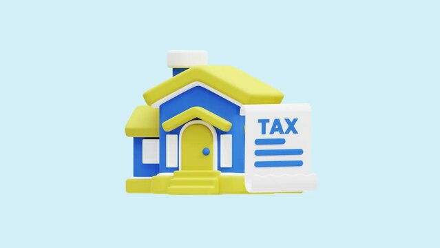 Real Estate Tax animated 3d icon. Great for business, technology, company, websites, apps, education, marketing and promotion. Real Estate 3d icon animation.