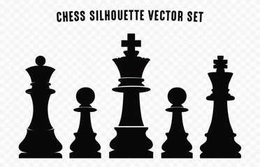 Chess pieces chessmen Silhouette Vector art Set