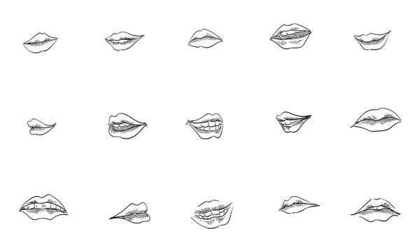 human mouth handdrawn collection