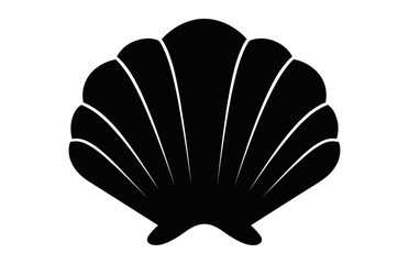 A Clam Seashell silhouette vector isolated on a white background