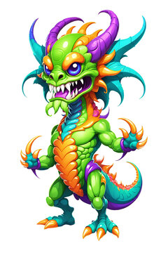 Dragon monster alien design illustration on a transparent background