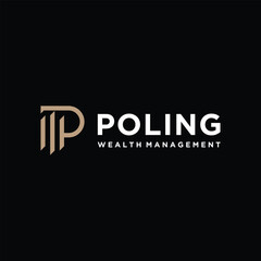 Obraz premium Golden Initial Letter P with Wealth Line Diagram For Business Marketing Logo Design.