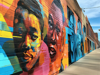 A Street Mural In An Urban Area Celebrating Black Leaders And Icons Blending Art And History In A...