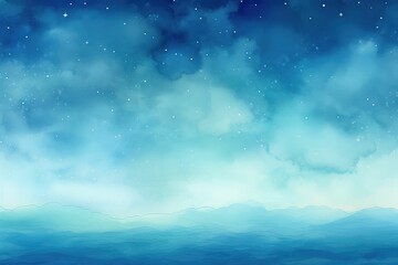 Naklejka na ściany i meble Moonlit Watercolor Night Scene Ocean Background: Serene Seascape